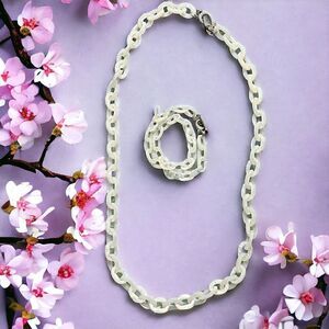 ‎Vintage Lorren Bell Faux Ivory link necklace/bracelet